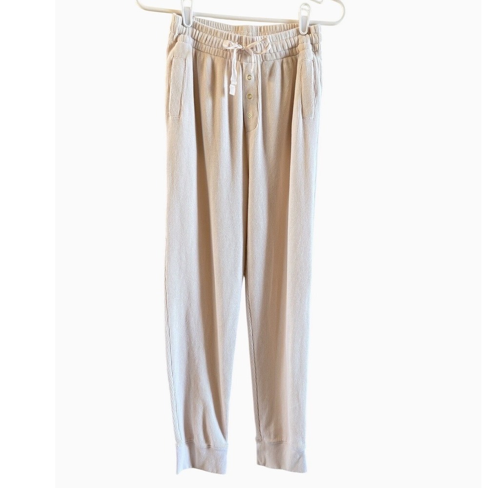 LoveShackFancy Waffle Knit Size XS Jogger Pants Pale Pink Drawstring Waist